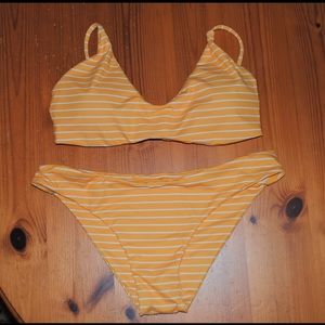 Cupshe Junior’s Small Yellow/White Striped Bikini